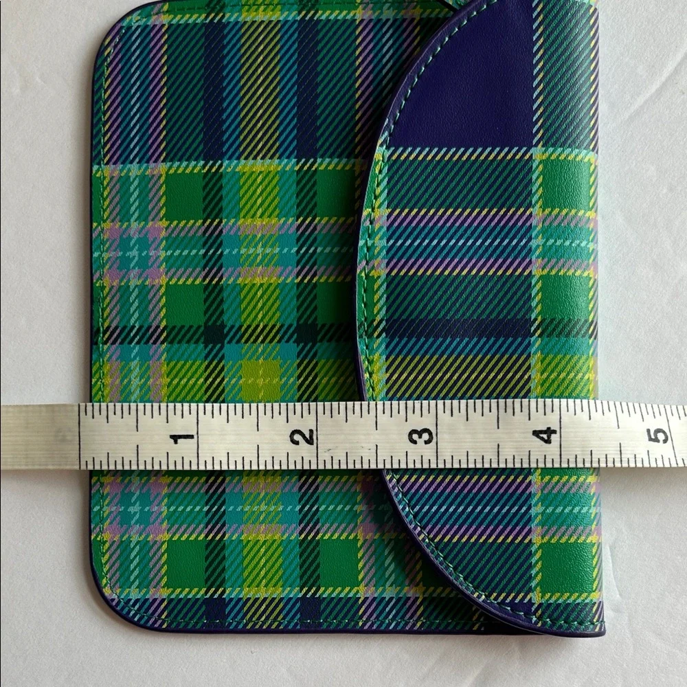 Baekgaard Tartan Wallet Coin Purse in Purple & Green with Yellow Accents